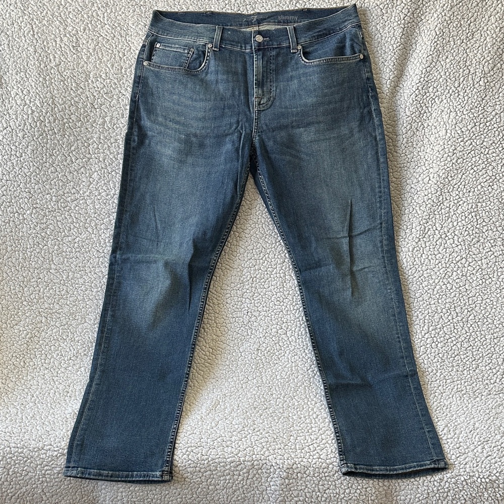 7 For All Mankind Straight Leg Blue Jeans